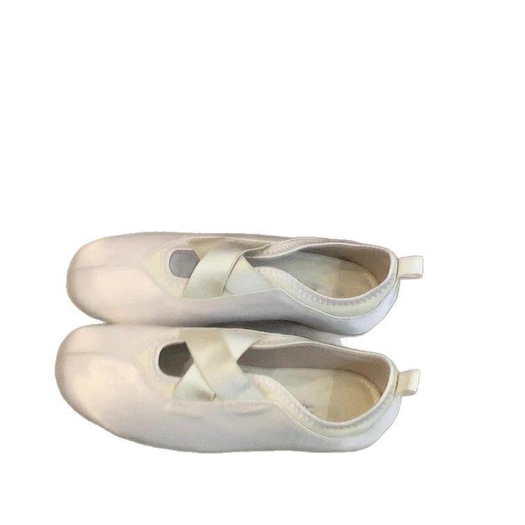 Soft Leather Version~ French Gentle Wind Flat Shoes Crossed Ballet Single Shoes Women's Round Head One Pedal Mary Jane Shoes