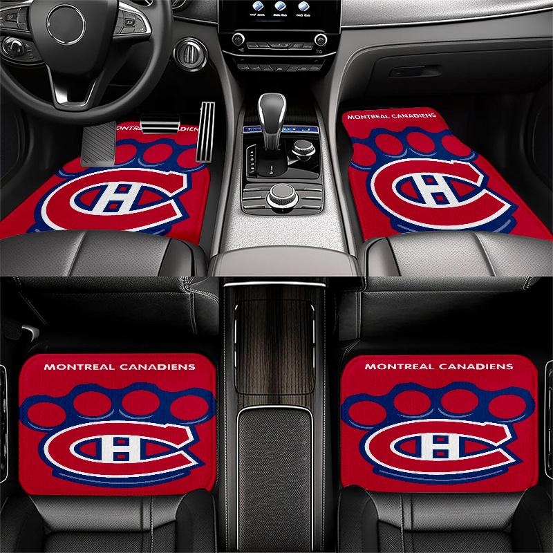 Montreal Canadiens pattern Black Car Floor Mats Full Coverage All-Season Car Mats, XPE Non-Slip And Wear-Resistant Mats Suitable for SUV Interiors, T
