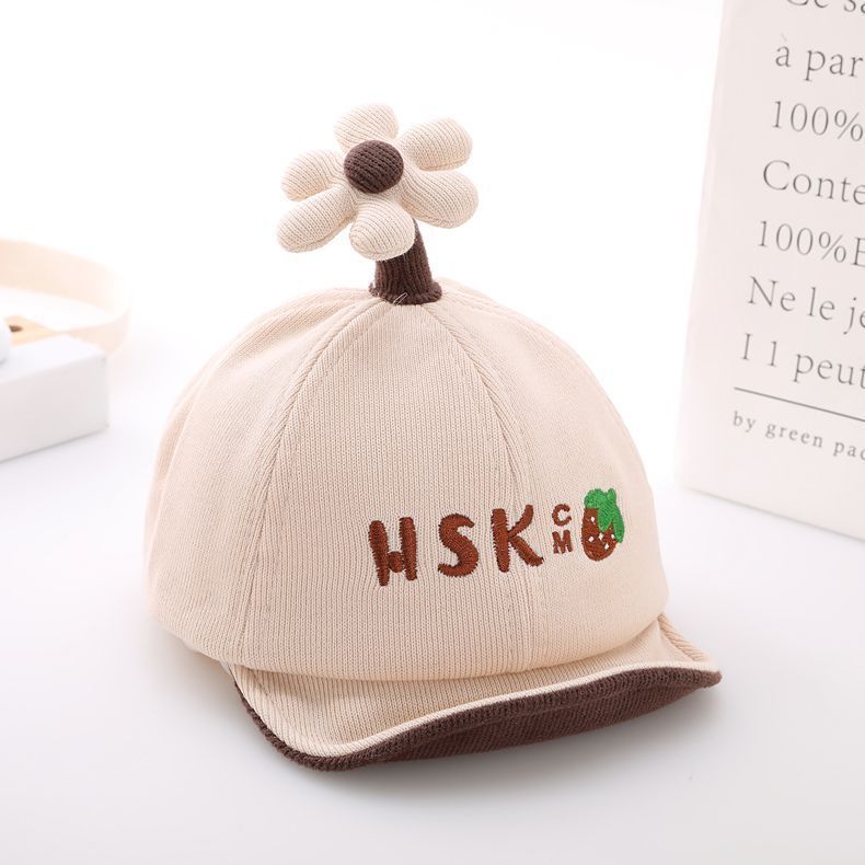 Cute Cotton Baby Baseball Cap Soft Brim Flower Design Spring Autumn Unisex Infant Toddler Sun Hat For Boys And Girls