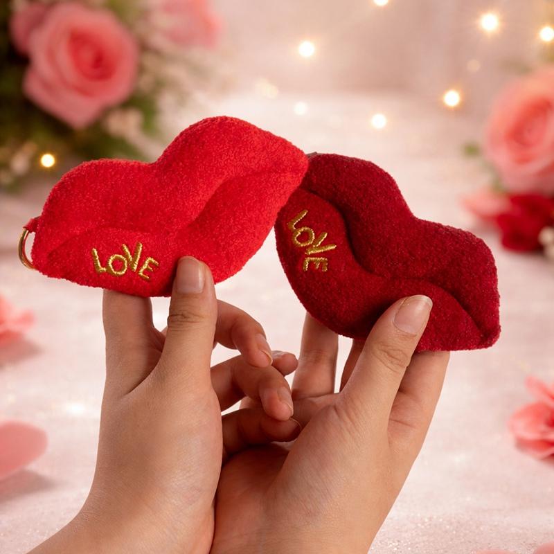 1Pc 10Cm Funny Red Lips Plush Toy Creative Plush Pendant Toy Red Lip Pendant Doll For Bag Keychain Valentine'S Gift
