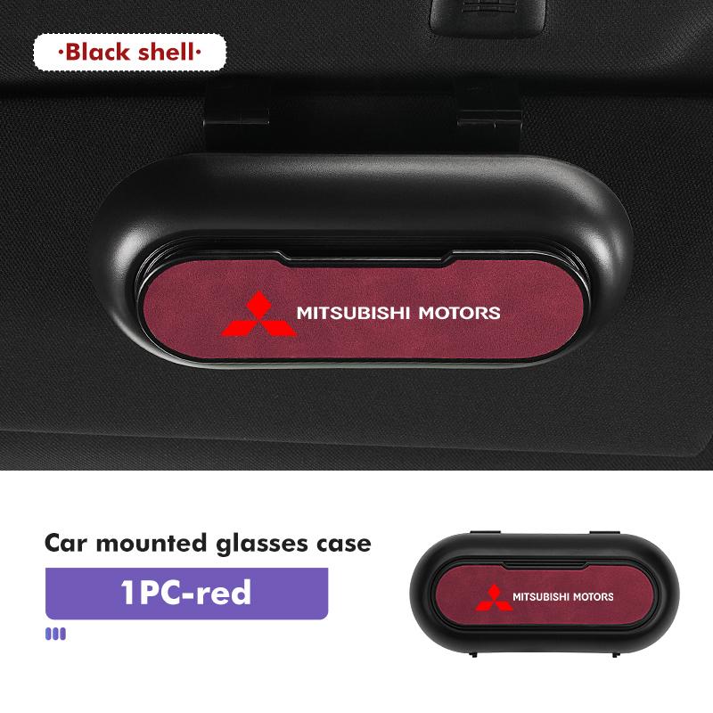 

For Mitsubishi Car Logo Suede Mounted Sun Visor Glasses Case Sunglasses Organizer Box Outlander Pajero Sport Lancer EX ASX L200