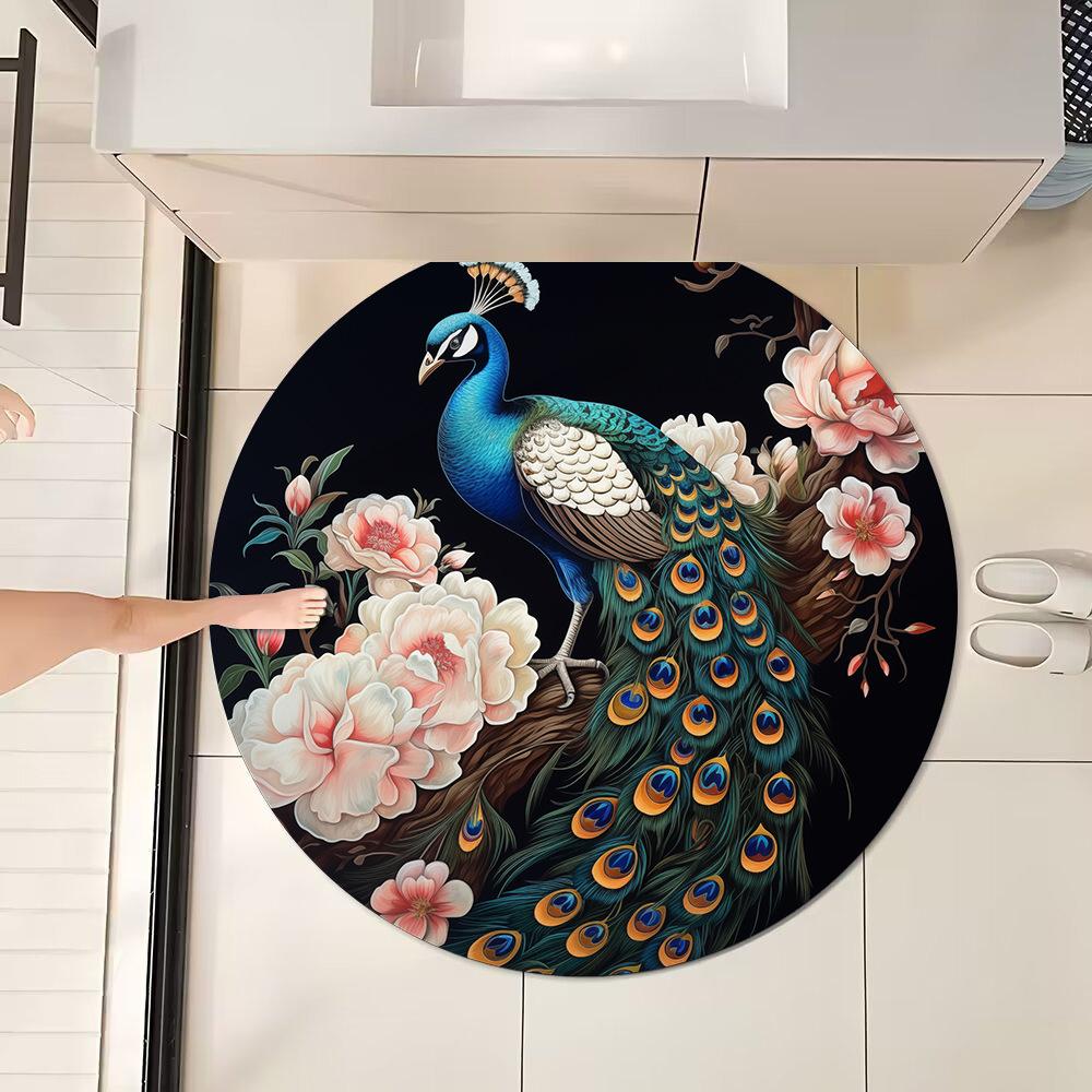 New Chinese Style Sink Floor Mat Round Bathroom Floor Mat Water Absorption and Dirt resistant Bathroom Anti slip Foot Mat Foot Mat