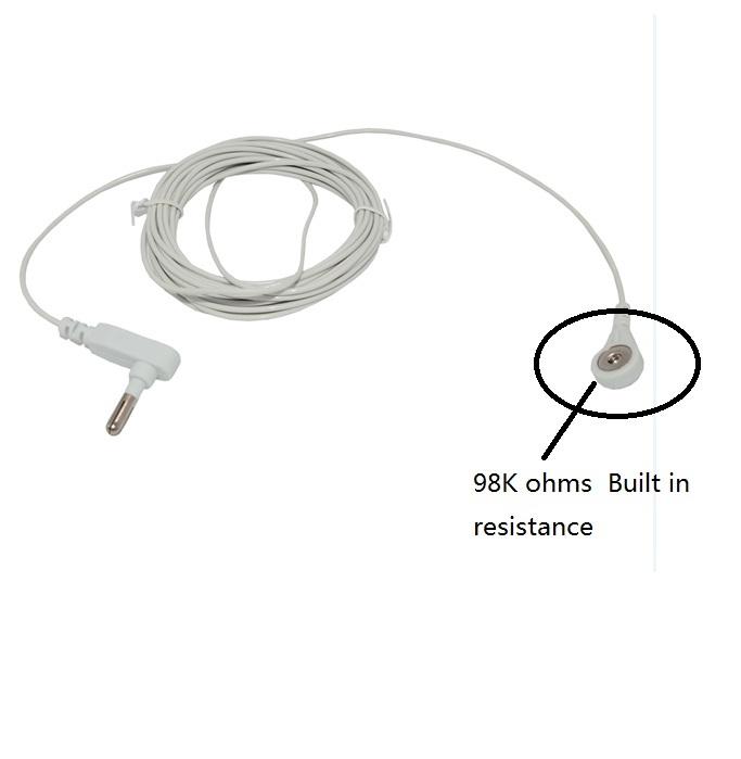 Drop Shipping 4,5m 15ft Weißes PU USA Stecker Erdungskabel mit 100K Widerstand für Bettwäsche/Yogamatten Sicherheitsprodukt