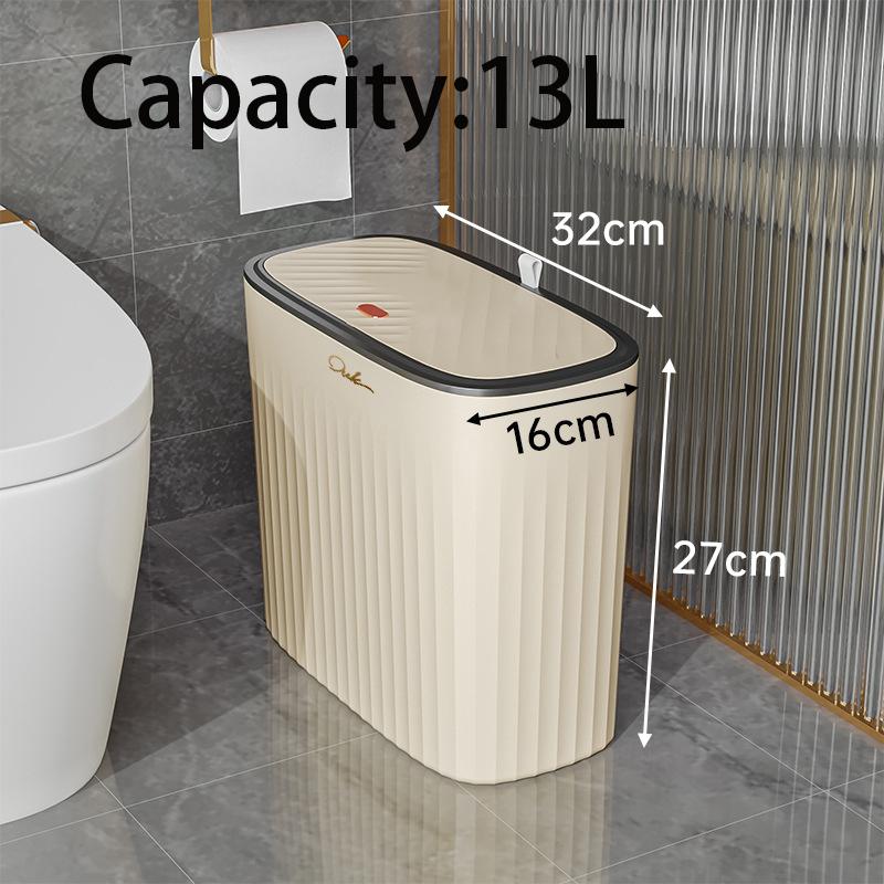 Narrow Shape Press Ring Trash Can with Lid for Bathroom Gap, Highlighting the Features of Garbage Classification