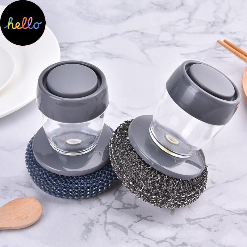 1pcs Kitchen Cleaning Brush 2 In 1 Handle Cleaing Brush with Removable Dishwas Ng Automatically Add Liquid Pot Was Ng Brush