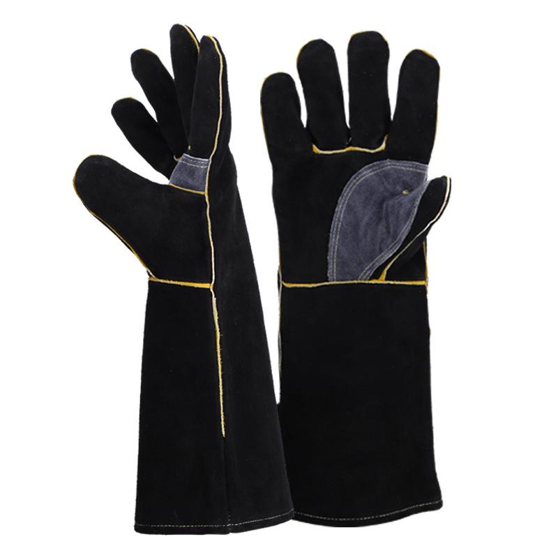 Durable Cowhide Heat-Resistant Welding and BBQ Gloves for Outdoor Use