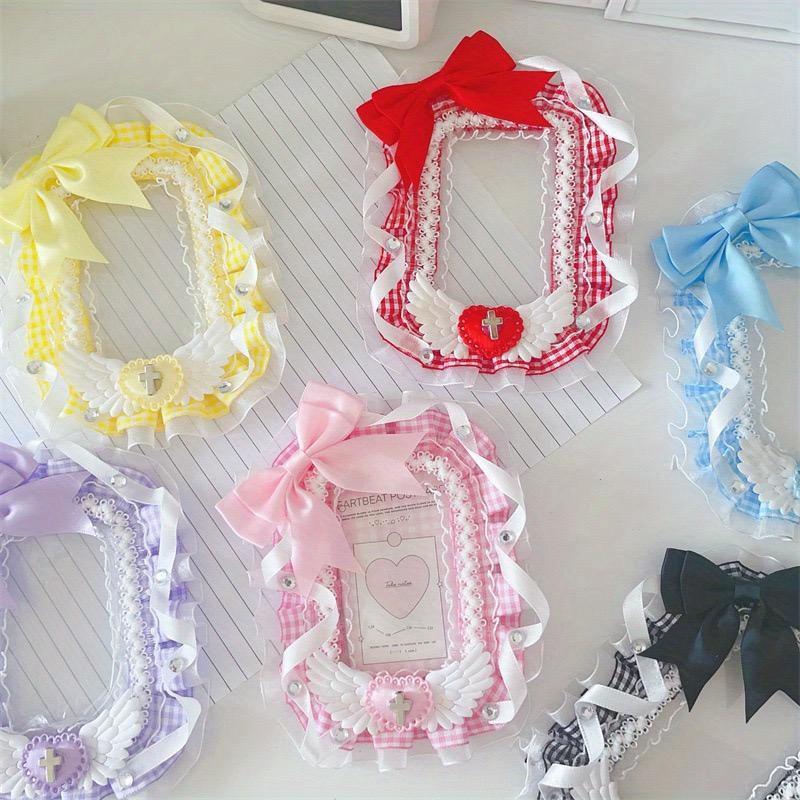 Lace Sleeve Bow 3-inch Photo Holder DIY Fabric Photo Holder Bag for School