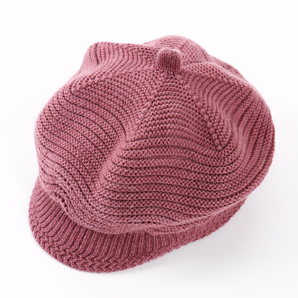 Women Knitted Cap Peaked Octagonal Beret Cap Fashionable Winter Autumn Hat