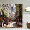 Town Street Scenery Shower Curtains Home Decor Polyester Fabric  Bathroom Shower Curtains Oil Painting Waterproof Bath Curtains