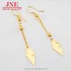 Brass Gold-Plated Earrings Korean Style Simple Personality Tassel Leaf Ear Hook Earrings Female Factory Direct Sales