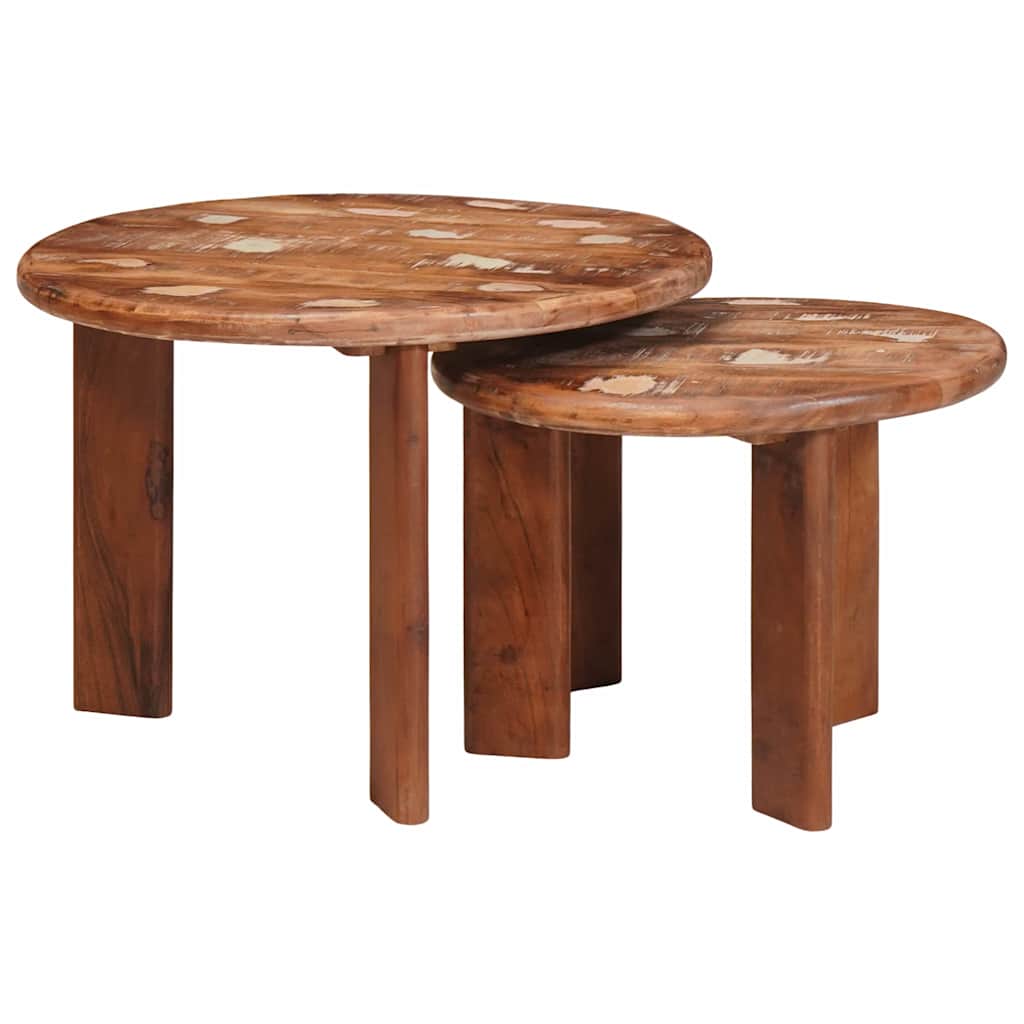 Nesting Coffee Tables 2 Pcs Multicolored Solid Reclaimed Wood