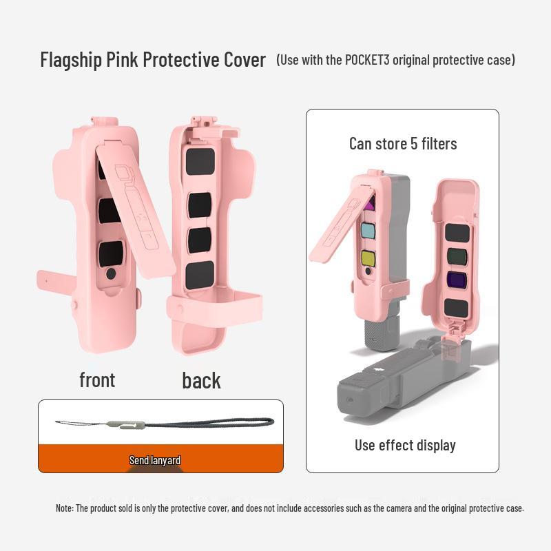 DJI Pocket 3 Protective Case with Magnetic Flip Cover and Screen Plate for Gimbal Camera and Filter Storage.