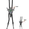 Faux Leather Bolo Tie Necklace with Tribal Elements Devil Eye Pendant Necktie for Western Parties and Everyday Wear