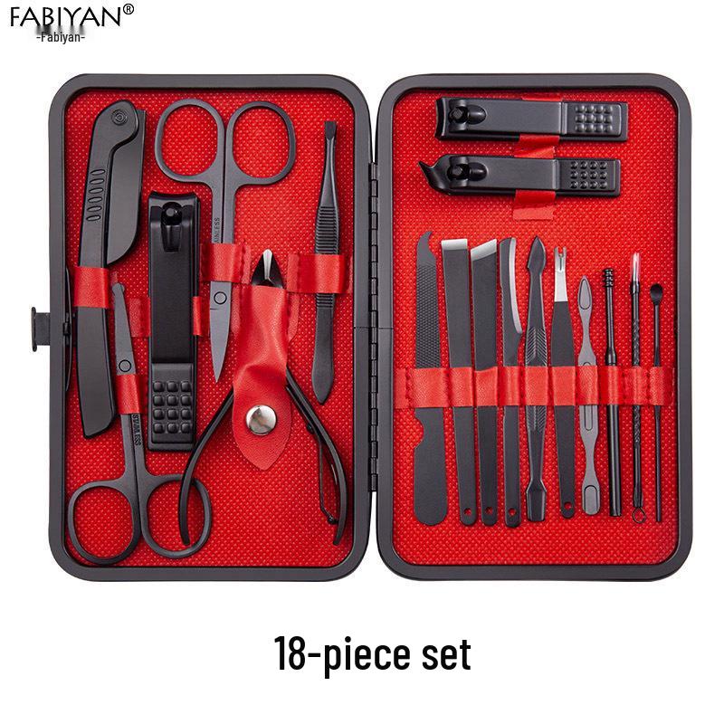 18-Piece Stainless Steel Manicure Tool Set - Nail Clippers & Grooming Tools