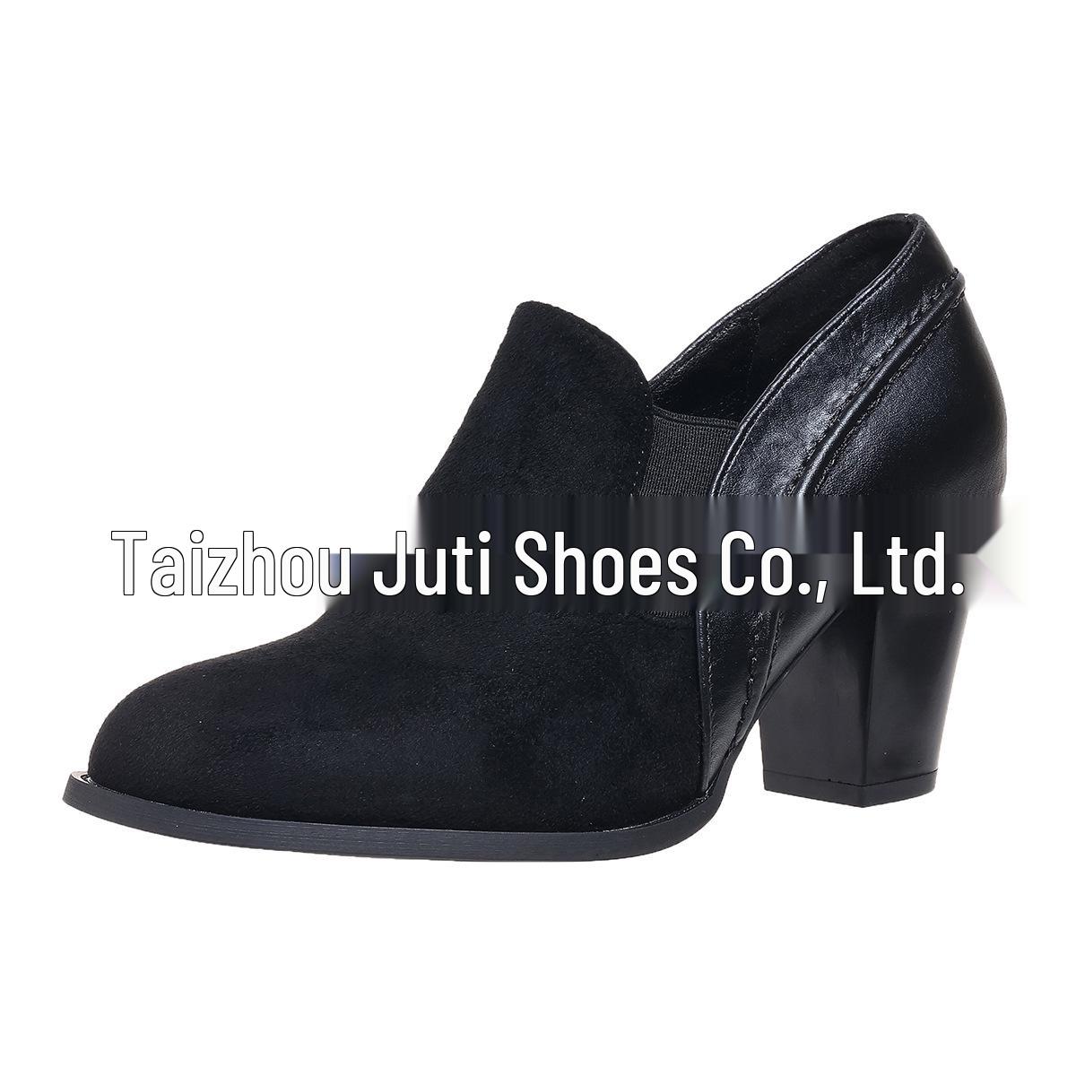 Juti Spot 2024 Summer Chunky Heel Women s Slip-On Shoes - Large Size European & American High-Heeled Ladies Shoes 37 чёрный