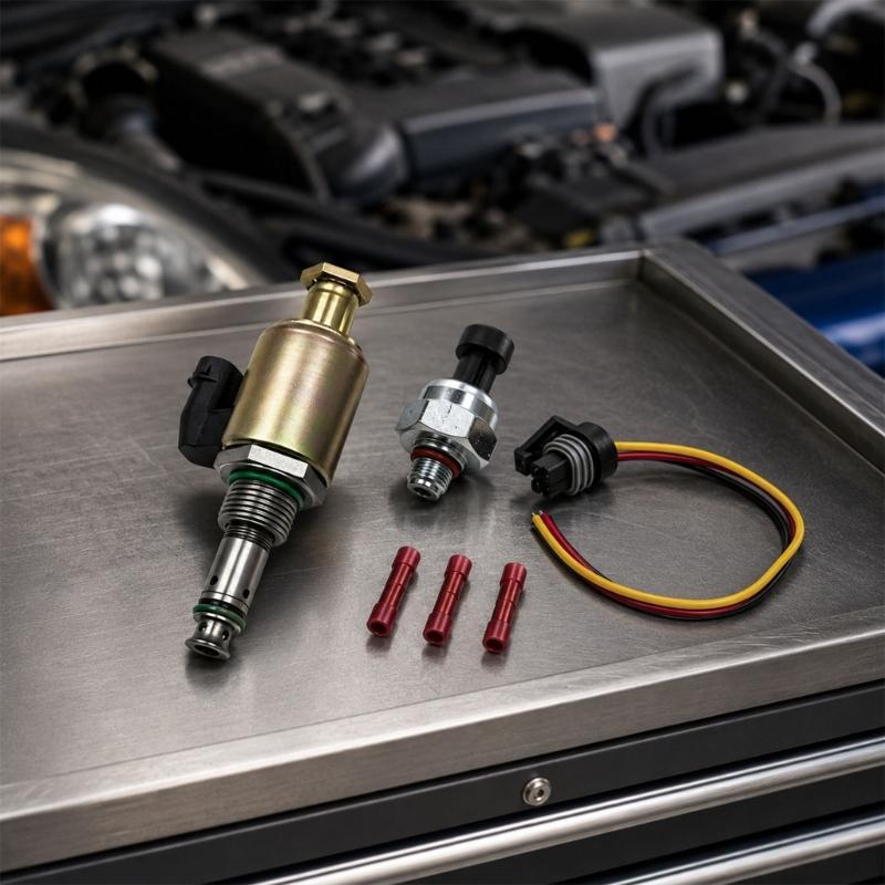 F81Z9C968AB, F5TZ9C968A Injection Pressure Regulator and Control Pressure Sensor Kit, One Paired Set with Threaded Interfaces and a Three-Wire Pigtail