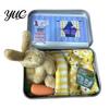 Small Animal Figurine with Tin Box Little Pocket Bunny Plush Toy in Box, Mini Stuffed Rabbit Cute Desktop Ornament for Kids Accessories, Portable