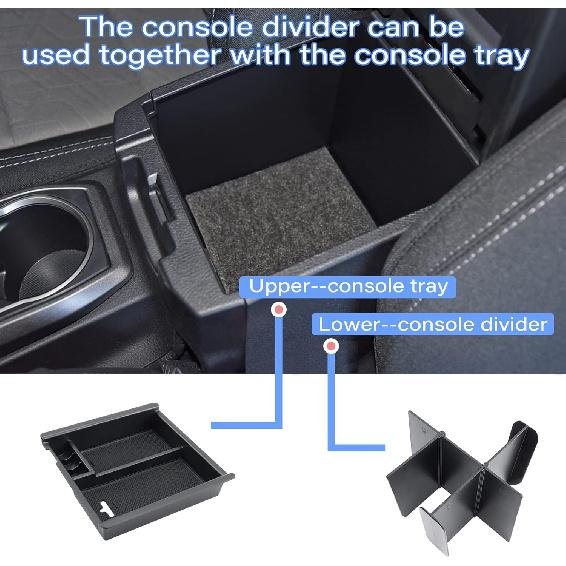 JKCOVER Center Console Dividers Organizer Compatible With Toyota Tacoma 2016-   Accessories,Ert Box ABS Secondary Storage