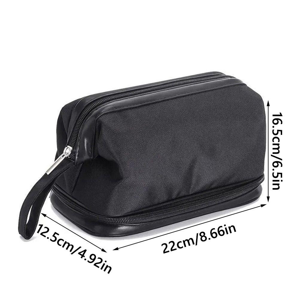 Korean Nylon PU Cosmetics Organizer Handbag Waterproof Portable Mens Toiletry Bag Black Beauty Wash Pouch Women Man