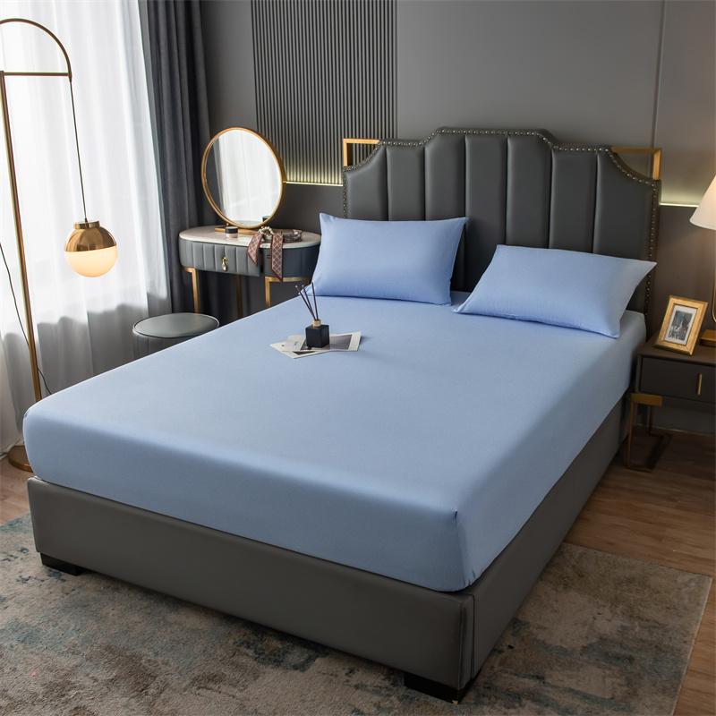 Bed Sheets Set with Pillowcase Single/Queen/King Fitted Bed Sheets with Elastic Band Solid Color Bed Sheets for Double Beds