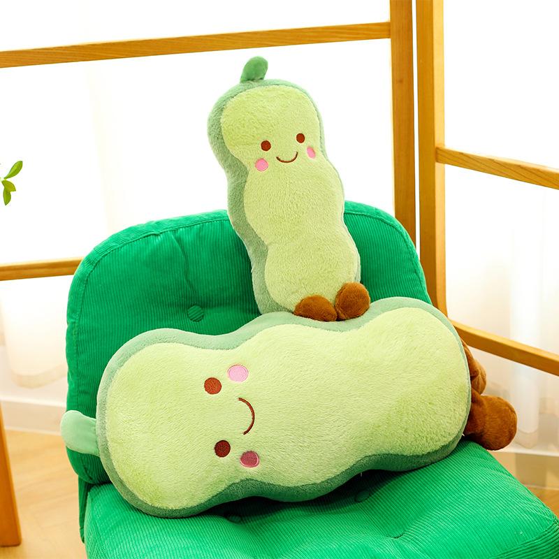 Creative long pea plush toy bedside pillow girls bay window ornament ground marketing gift ring
