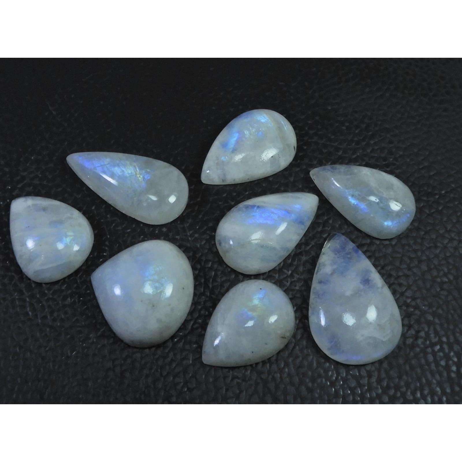 172Cts. Natural Rainbow Moonstone Pear Cabochon Loose Gemstone 08 Pcs Lot C-1660