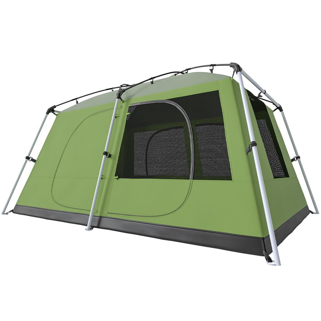 Tunnel Tent Camping Shelter W/ Porch, Two Rooms, Lamp Hook, Portable Carry Bag