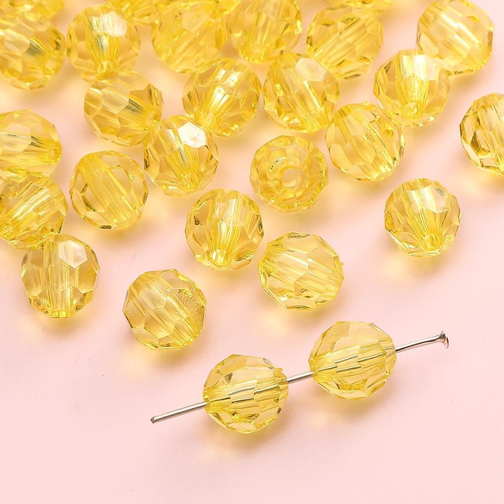 Handmade Beads Diamond-shaped Faceted Beads Acrylic Transparent Irregular Faceted Round Beads Beads DIY Bracelet Cell Phone Chain Jewelry Loose Beads
