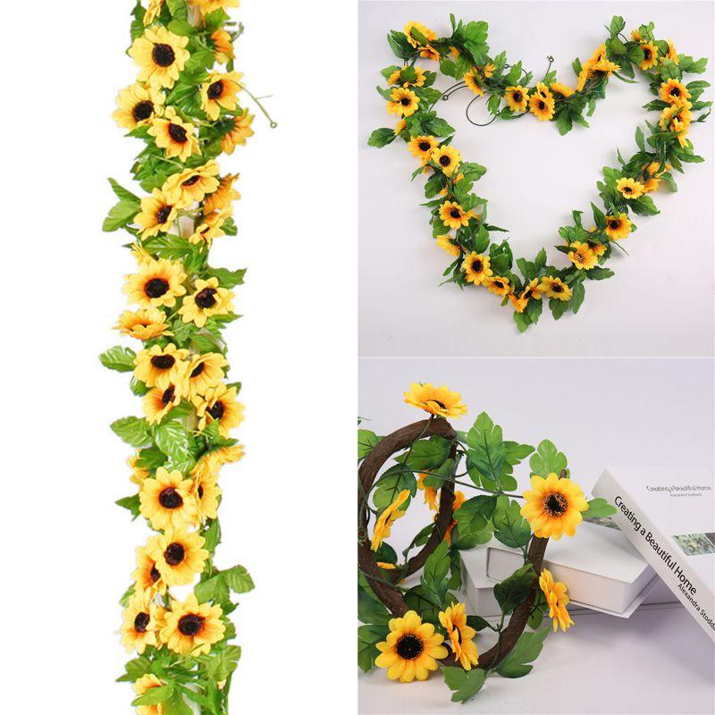 25 Meter Künstliche Sonnenblumengirlande Mit Lebhaften Gelben Und Orangen Blühenden Blumen Für Elegante Heimdekoration