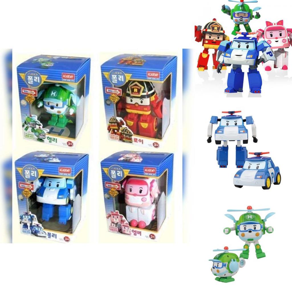Complete Set Of 4pcs Robocar Poli Ambe Roy Helly Transformer Toys For Kids Easter Decoration