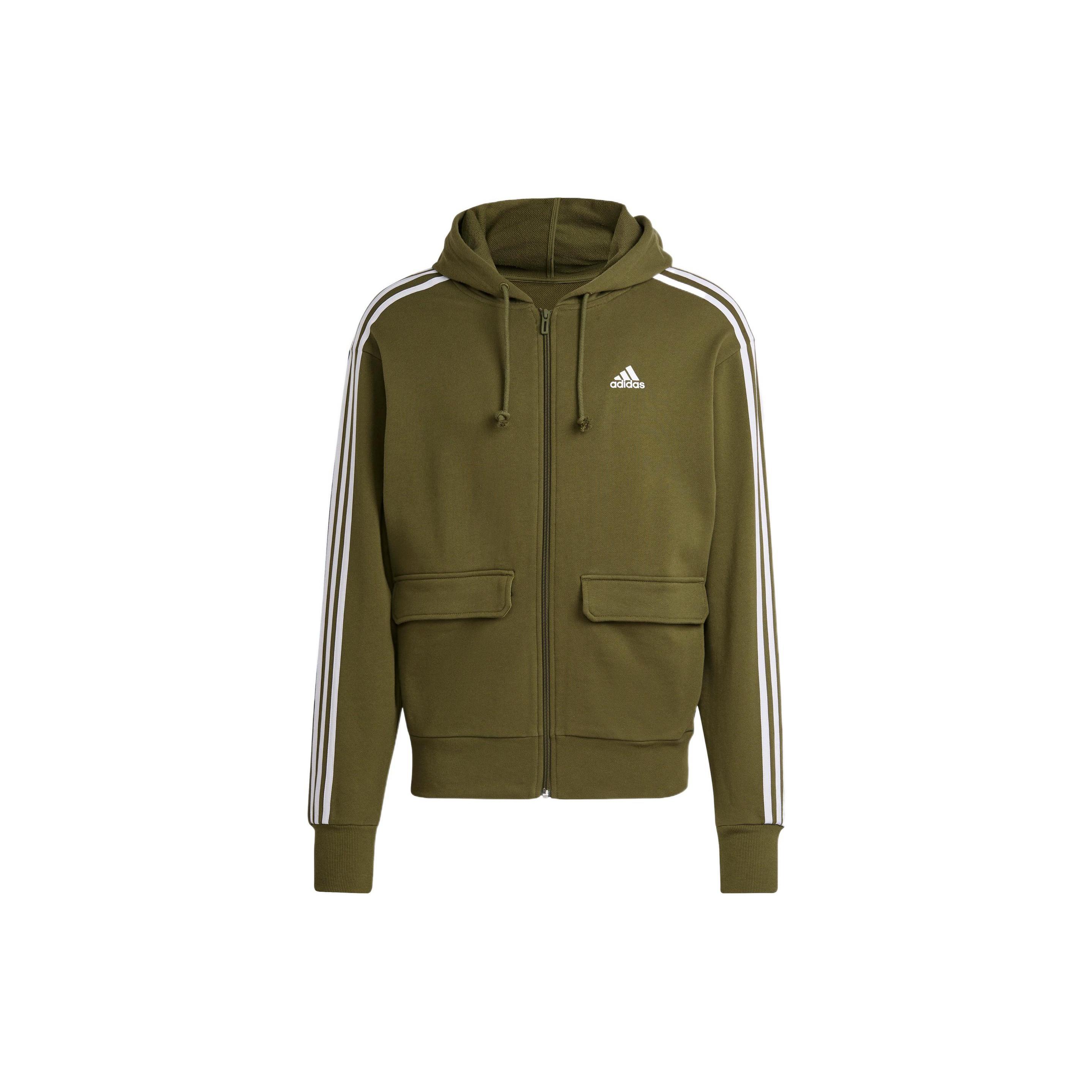 Men s adidas Alphabet Florets Funny Printing Sports Zipper Hooded Jacket Green HS3507 L