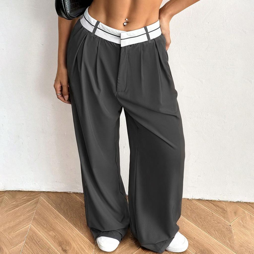 Women's  Suit Pants Pleated Wide Leg Casual Trousers