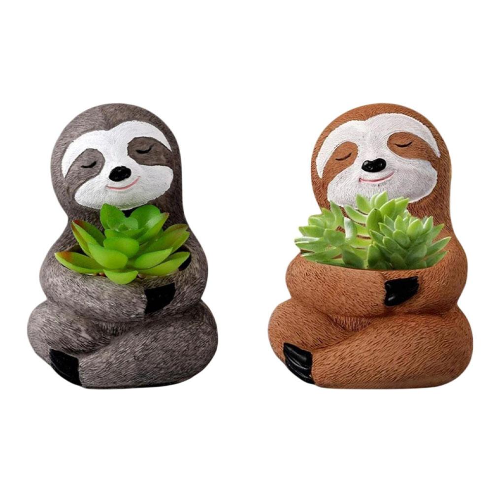 12.5*8.5cm Sloth Plant Holder Resin Sloth Succulent Holder Unique Home Accent Lightweight Resin Material Versatile Plant Display
