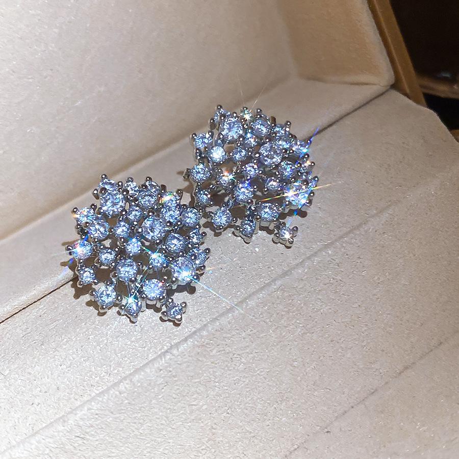 Shiny Zircon Round Earrings Elegant Fashion Women Jewelry