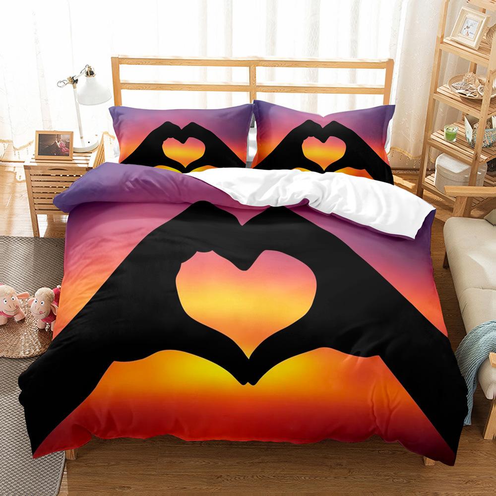 Love Heart Polyester Duvet Cover Set King Queen Twin Full Size Romantic Theme Big Love Heart For Kids Girl Boy Women Bedding Set