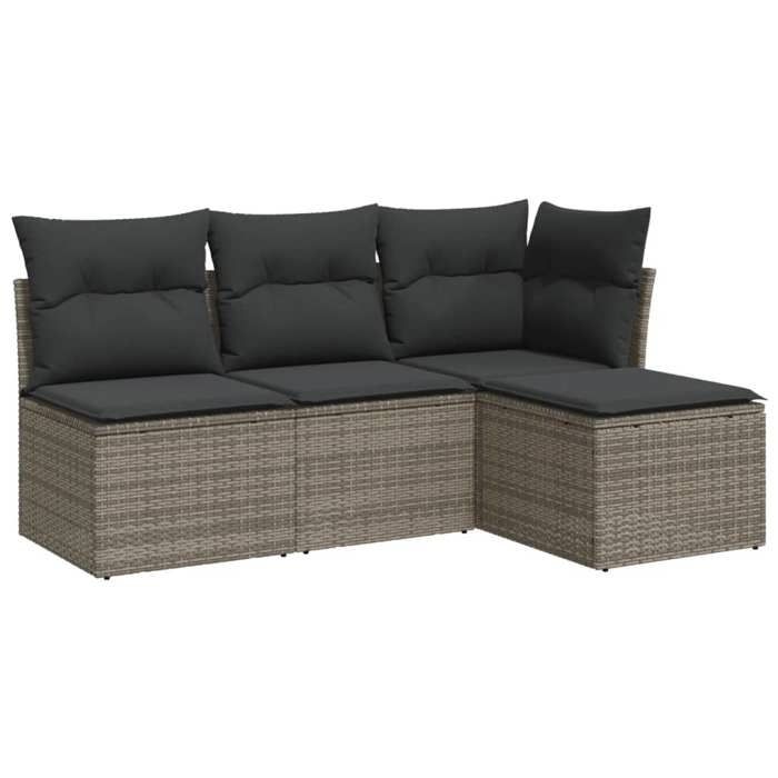 VidaXL Salon de Jardin avec Coussins 4 pcs, Canapés avec Pieds Réglables, Ensemble de Meubles d'Extérieur Patio Terrasse, 3249339