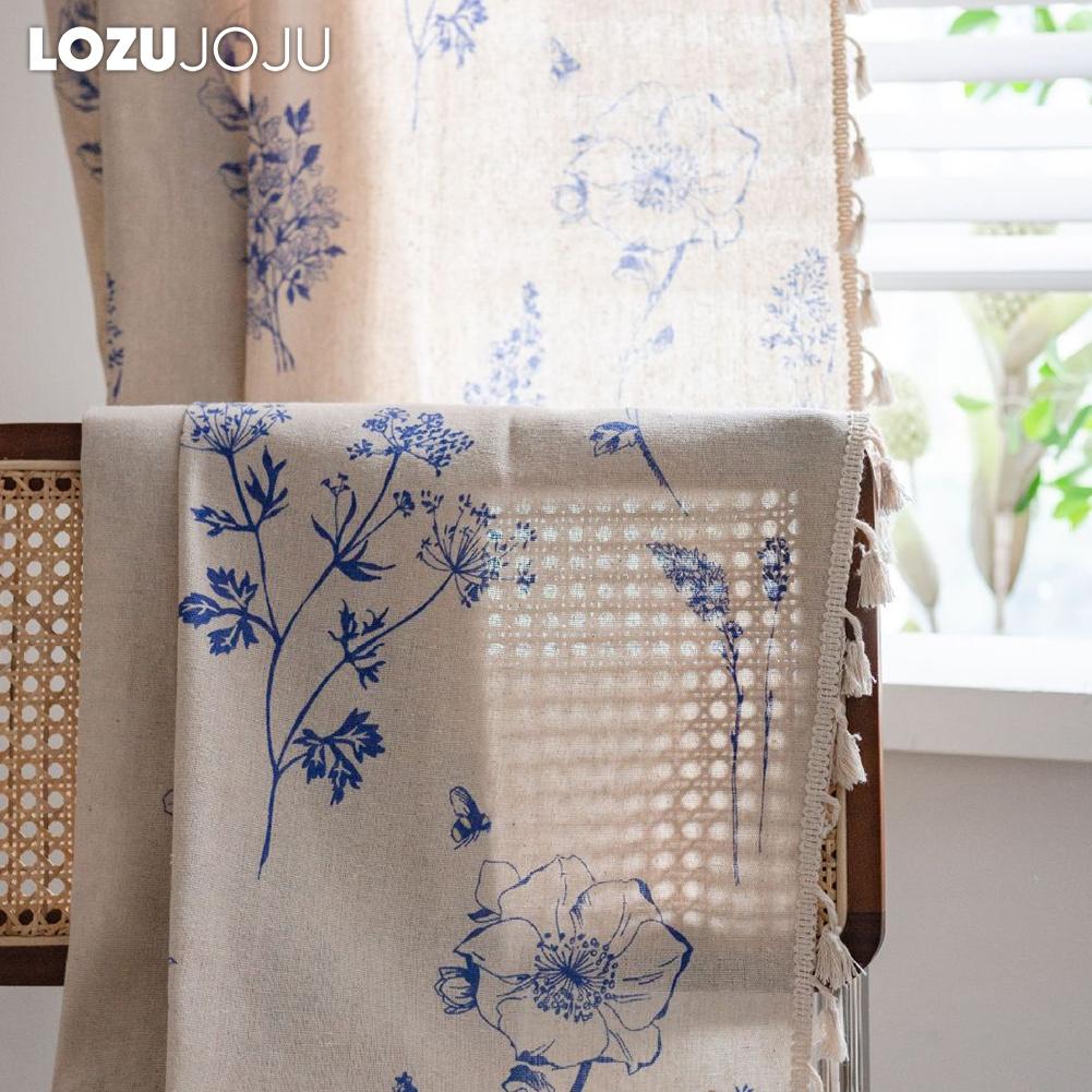 1 ADET LOZUJOJU Vintage Kırsal Stil Çiçek Desenli Saçak Kenarlı Yarı Karartma Perde Küçük Pencere Mutfak Yatak Odası Oturma Odası Balkon Ev Dekorasyonu için