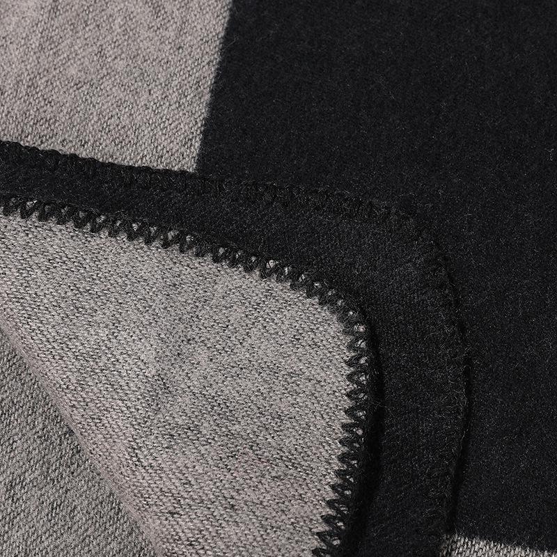 Solid Color Striped Shawl Cardigan: Warm, Versatile Imitation Cashmere Scarf for Autumn and Winter