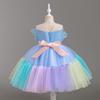 Girls Colourful Patchwork Princess Dresses Sleeveless Colour Patchwork Bowknot Dress Walking Piano Performance Dress 363  Girl's Favourite Dress