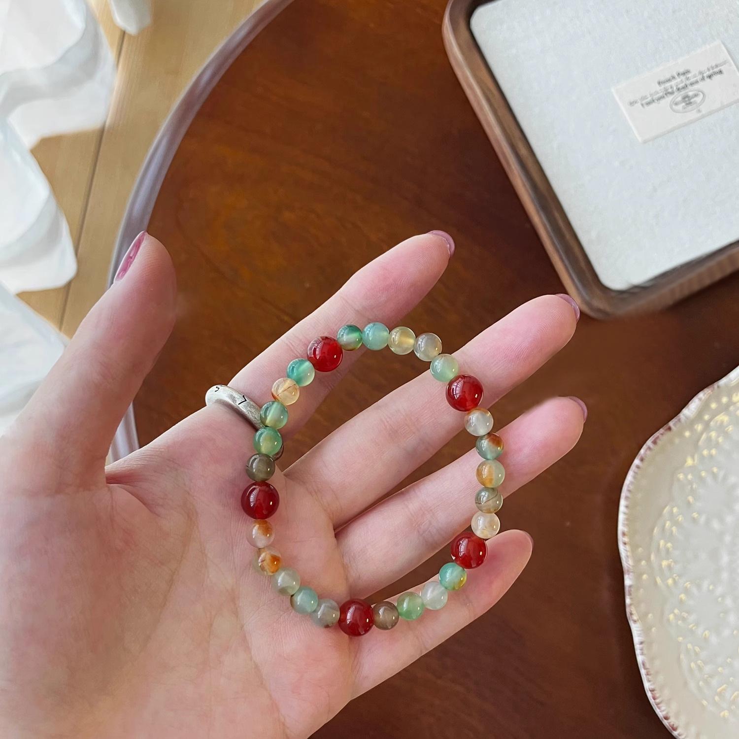 Chinese Peacock Agate Retro Jade Beaded Bracelet - High-End Ethnic Design