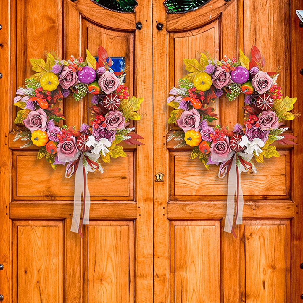 Wreath,Rose Flower Wreath, Door Hanging Decoration, Festival Props, Hanging Window Wall Hanging