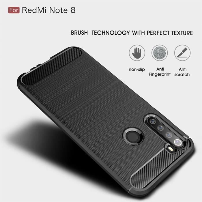 Skal - Xiaomi - Redmi Note 8 - Kolfiber - Stöttåligt - Flexibelt - Svart