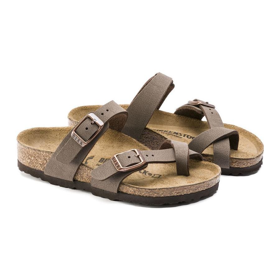 Birkenstock Synthetic Leather Round Toe Versatile Comfortable Thick Sole Slide Sandals Kids sandals Mocha-Brown 1014177