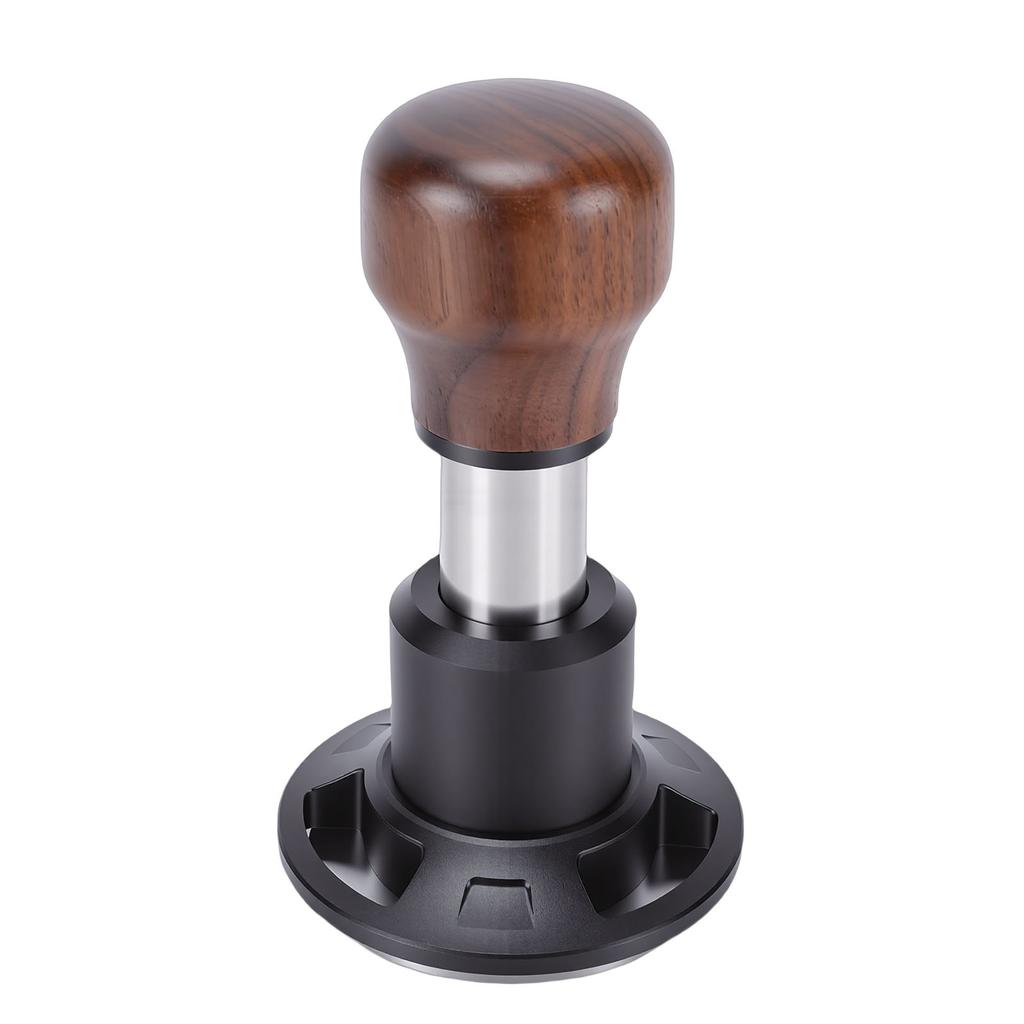 58.5mm Coffee Tamper Constant Pressure Spring Loaded Coffee Press Tamper Stainless Steel with Walnut Handle Threaded