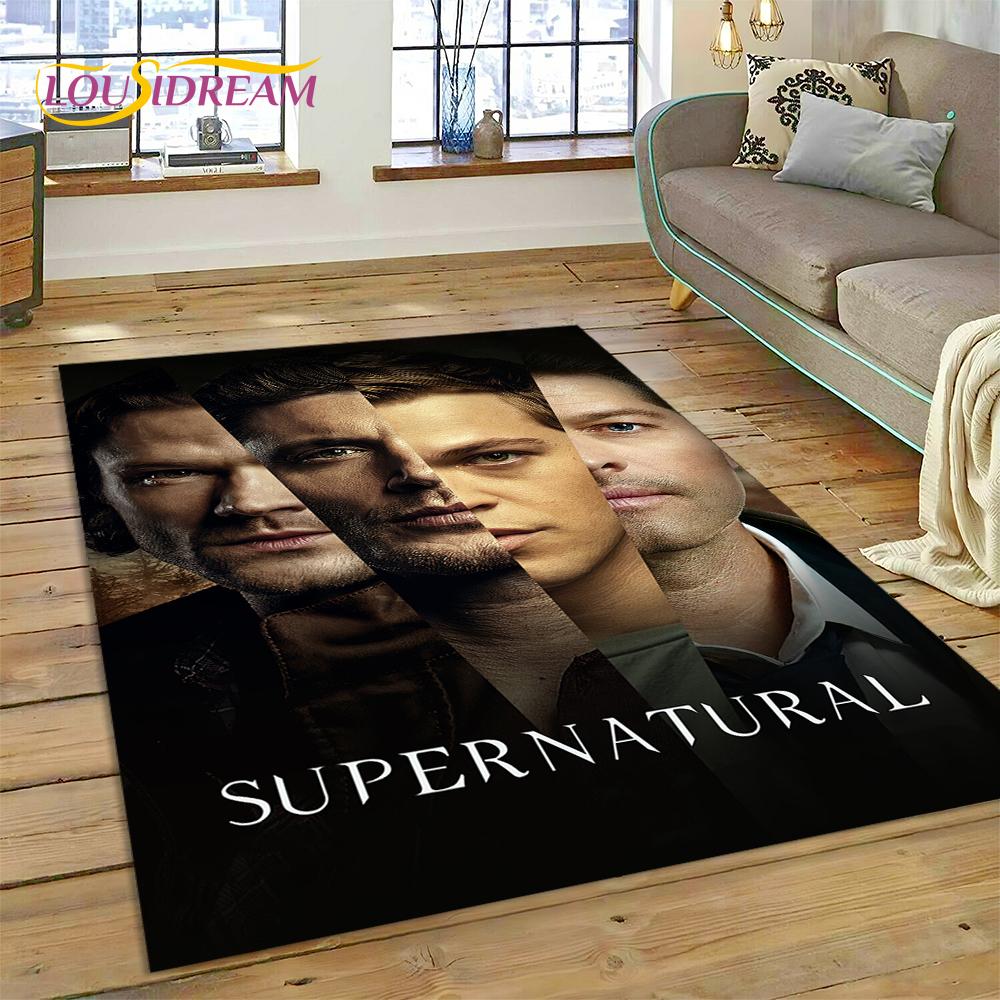 Alfombra Alfombrilla 3D SPN Más Reciente Sobrenatural Dean Sam para Sala de Estar Dormitorio Decoración del Hogar, Alfombrilla Antideslizante Decoración para Sofá Felpudo