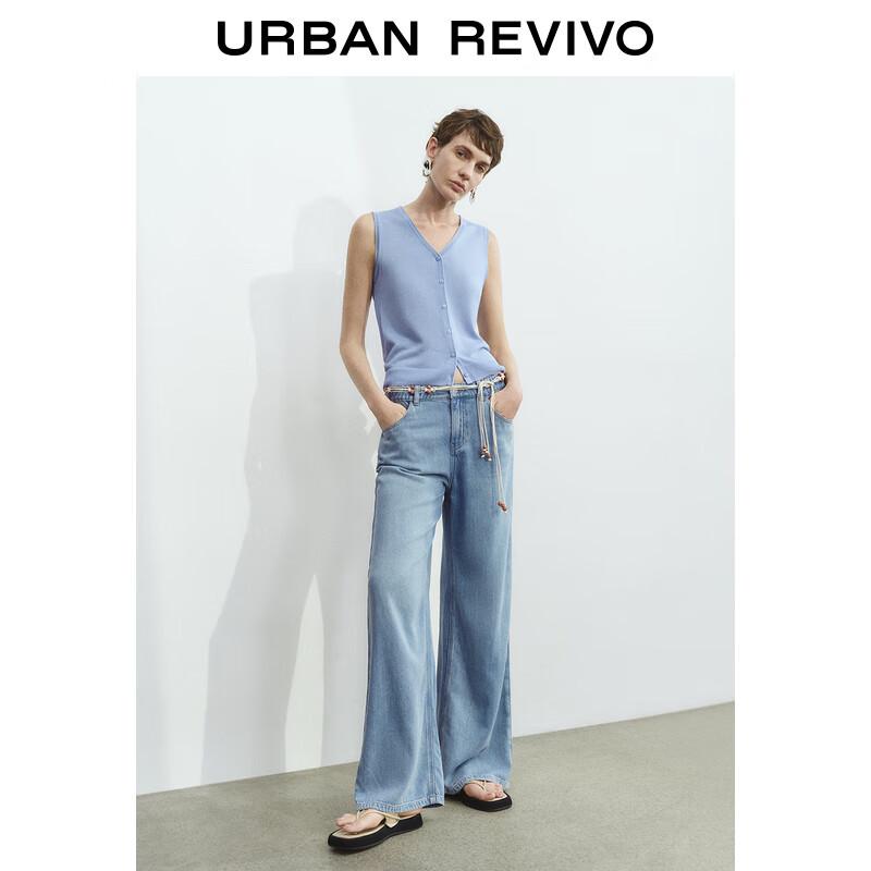 UR 2025 Spring Women's Simple V-Neck Sleeveless Knitted Cardigan