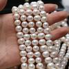 1String, White Natural Freshwater Pearls, Boho Handmade Round Pearl Beads for Jewelry Making DIY Necklaces Crafts (Beads 9-10mm, Length 36cm)