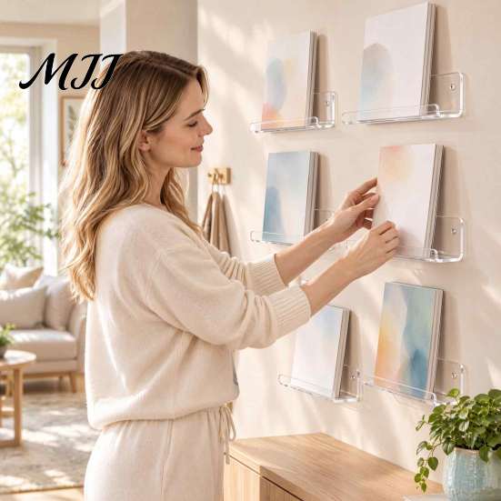 Sturdy Stands for Lightweight Items Floating Mini Shelves Collectibles, Clear Acrylic Wall Mounted Tiered Display Desk Stands, Invisible Minimalist