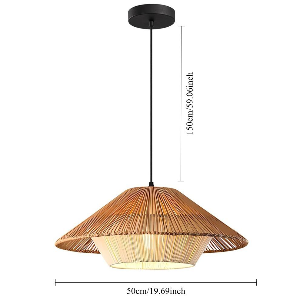 

JOYINLED Boho Rattan Chandelier Japanese Wabi Sabi Woven Pendant Light 50CM For Restaurant Kitchen Living Dining Room Home Lamp No Bulb