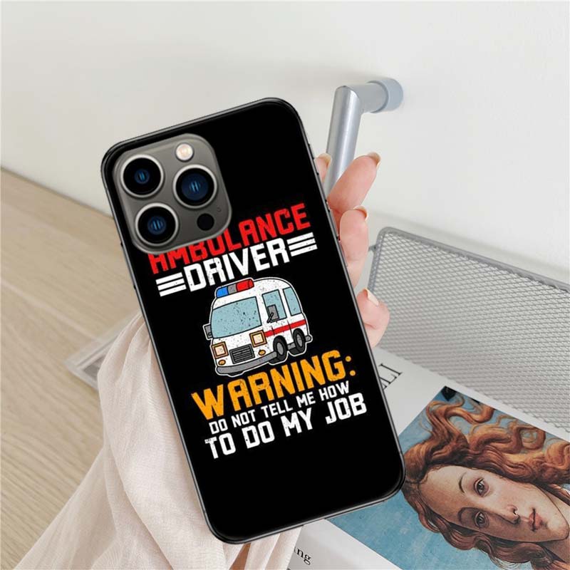 Paramedic Ambulance Wee Woo Phone Case For Iphone 17 Air 16 15 Pro Max 14 Plus 16E Coque 13 Pro 12 Mini 11 Clear Cover Silicone